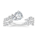 Sterling Silver Personalized Engraved Moissanite Engagement Wedding Ring