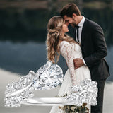 Sterling Silver Personalized Engraved Moissanite Engagement Wedding Ring