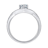 Sterling Silver Personalized Engraved Moissanite Engagement Wedding Ring