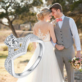 Sterling Silver Personalized Engraved Moissanite Engagement Wedding Ring