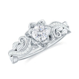 Sterling Silver Personalized Engraved Moissanite Engagement Wedding Ring