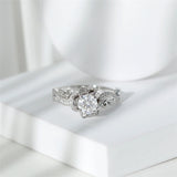 Sterling Silver Personalized Engraved Moissanite Engagement Wedding Ring