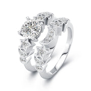 Sterling Silver Personalized Engraved Moissanite Promise Engagement Wedding Ring