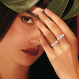Sterling Silver Personalized Engraved Moissanite Promise Engagement Wedding Ring