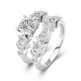 Sterling Silver Personalized Engraved Moissanite Promise Engagement Wedding Ring