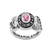 Sterling Silver Personalized Birthstone Engraved2025 Graduation Class Ring for Women