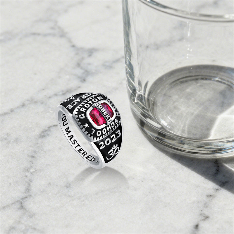 Sterling Silver Personalized Engraved  High School College Ring