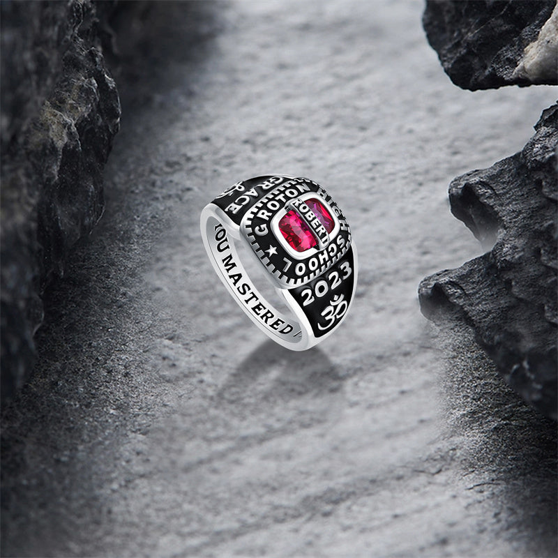 Sterling Silver Personalized Engraved  High School College Ring