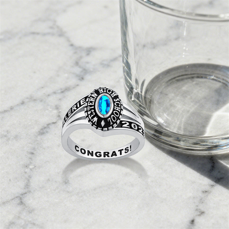 Sterling Silver Personalized Engraved  Class Ring 2026 Graduation Gifts for Women