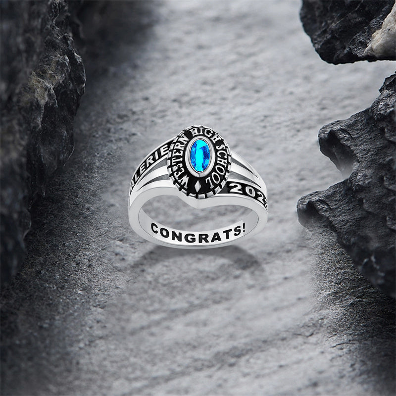 Sterling Silver Personalized Engraved  Class Ring 2026 Graduation Gifts for Women