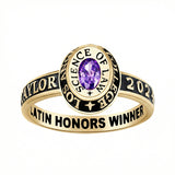 Sterling Silver Personalized Birthstone Engraved Class Ring Graduation Gifts for Women