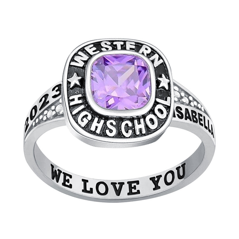 Sterling Silver Custom  Class Ring Graduation Gifts for Women