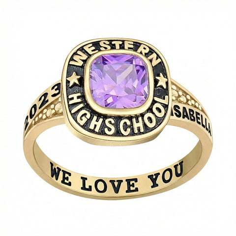 Sterling Silver Custom  Class Ring Graduation Gifts for Women