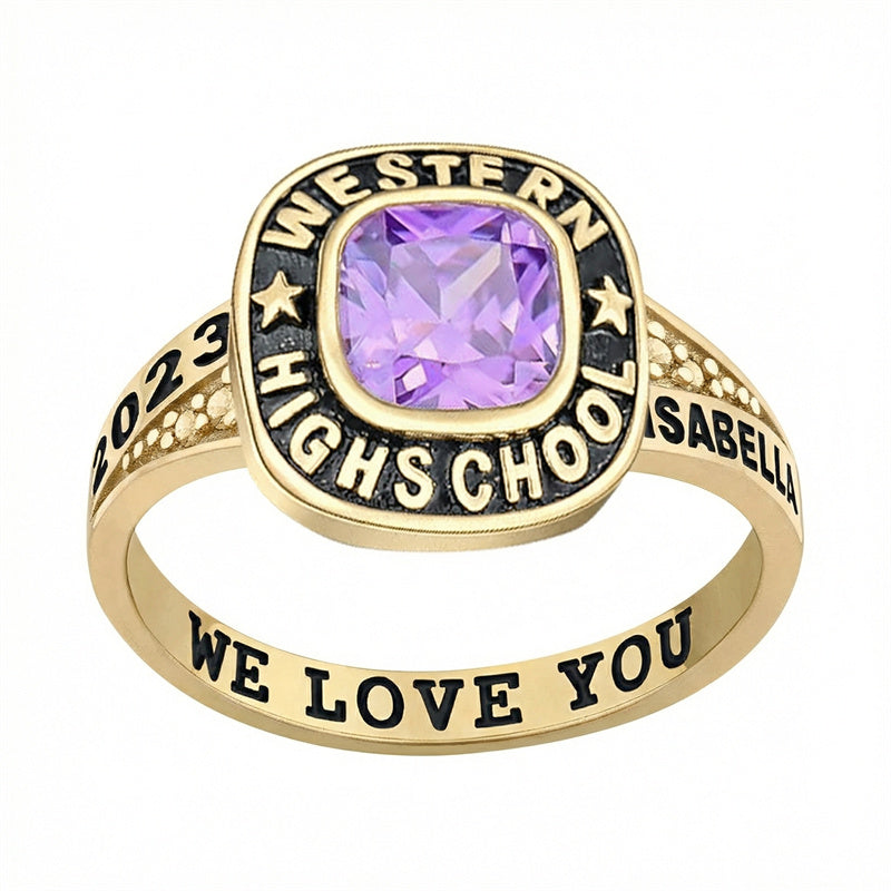 Sterling Silver Custom  Class Ring Graduation Gifts for Women