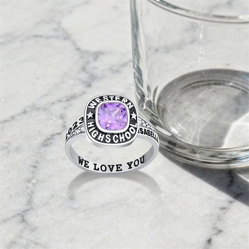 Sterling Silver Custom  Class Ring Graduation Gifts for Women