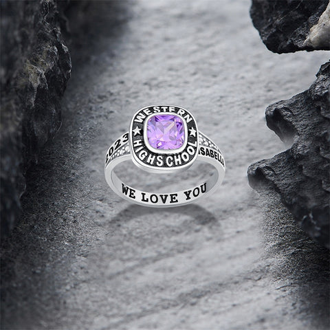 Sterling Silver Custom  Class Ring Graduation Gifts for Women