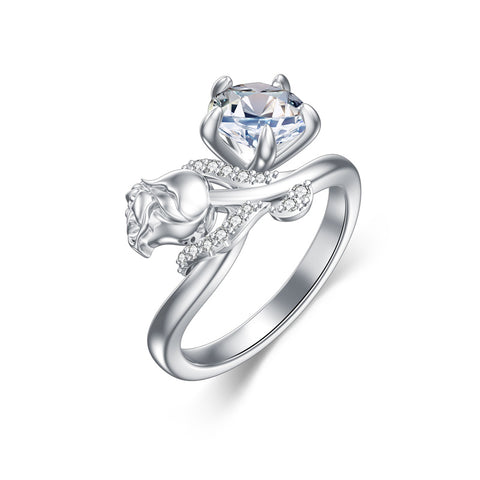 Sterling Silver Moissanite 12 Months Birthflowers Ring