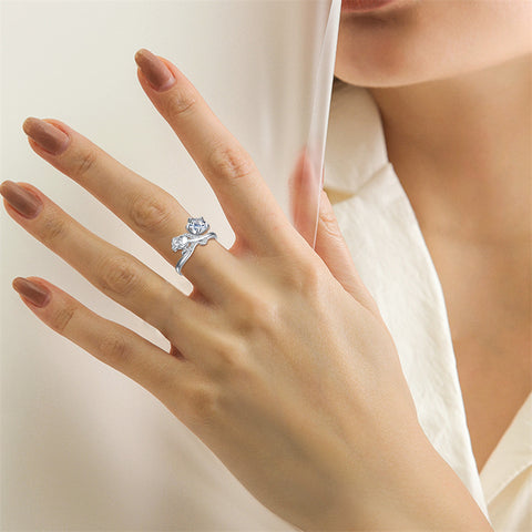 Sterling Silver Moissanite 12 Months Birthflowers Ring