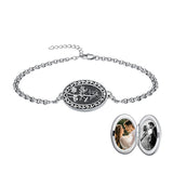 Sterling Silver 12 Month Birth Flower Photo Locket Bracelet