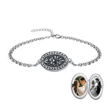 Sterling Silver 12 Month Birth Flower Photo Locket Bracelet