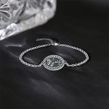 Sterling Silver 12 Month Birth Flower Photo Locket Bracelet