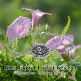 Sterling Silver 12 Month Birth Flower Photo Locket Bracelet