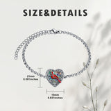 Sterling Silver Heart Urn Bracelet for Ashes Memorial Keepsake Jewelry Gifts for Women