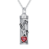 Sterling Silver 12 Birthstone Birth Flower  Urn Necklace for Ashes