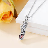 Sterling Silver 12 Birthstone Birth Flower  Urn Necklace for Ashes