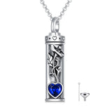 Sterling Silver 12 Birthstone Birth Flower  Urn Necklace for Ashes