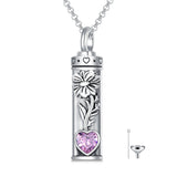 Sterling Silver 12 Birthstone Birth Flower  Urn Necklace for Ashes
