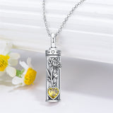Sterling Silver 12 Birthstone Birth Flower  Urn Necklace for Ashes