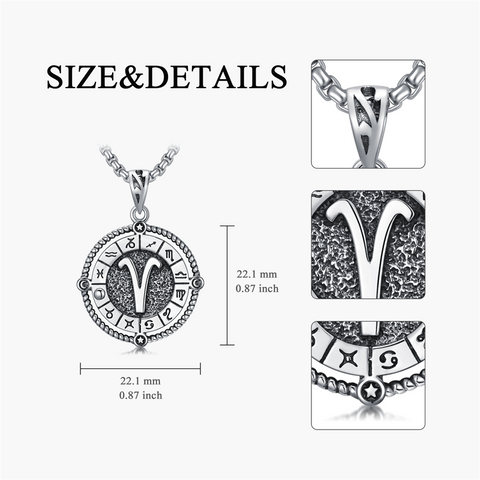 Sterling Silver Oxidation12 Zodiac Pendant Necklace