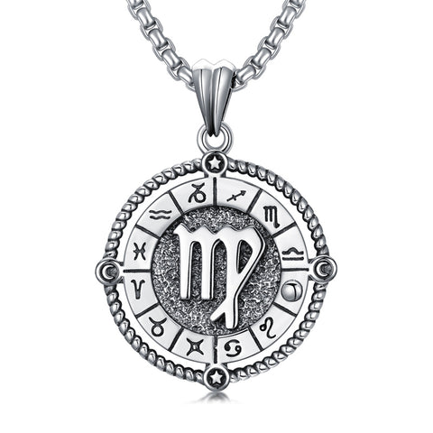 Sterling Silver Oxidation12 Zodiac Pendant Necklace