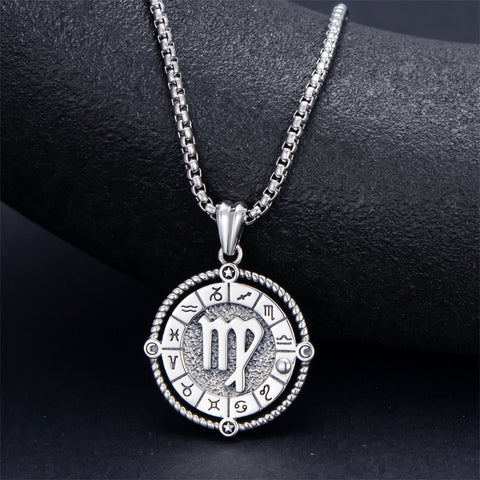 Sterling Silver Oxidation12 Zodiac Pendant Necklace