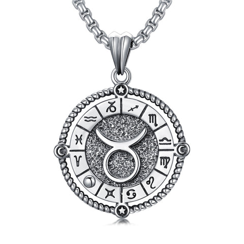 Sterling Silver Oxidation12 Zodiac Pendant Necklace