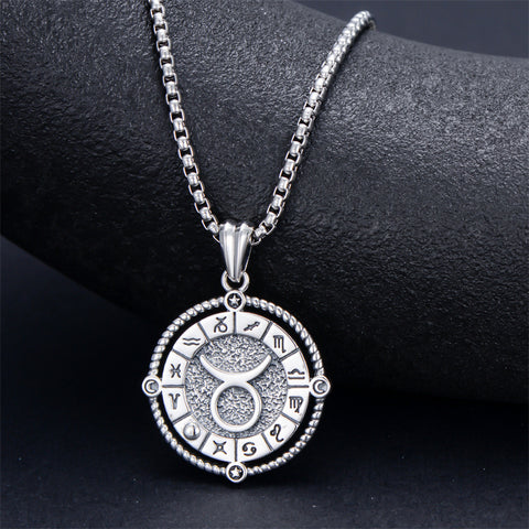 Sterling Silver Oxidation12 Zodiac Pendant Necklace