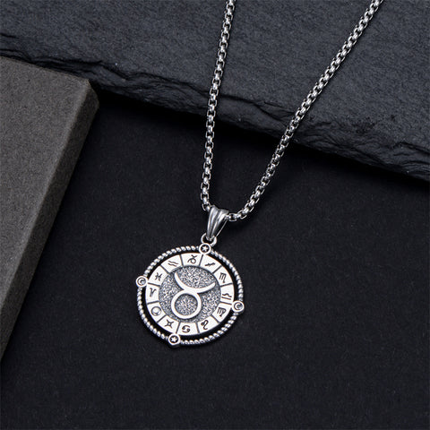 Sterling Silver Oxidation12 Zodiac Pendant Necklace