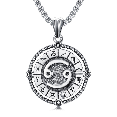 Sterling Silver Oxidation12 Zodiac Pendant Necklace