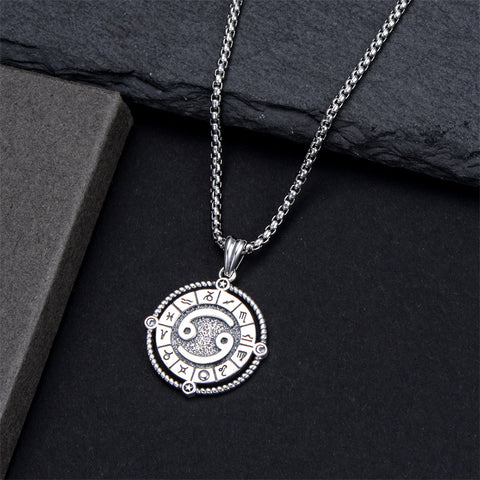 Sterling Silver Oxidation12 Zodiac Pendant Necklace