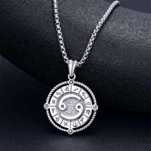 Sterling Silver Oxidation12 Zodiac Pendant Necklace