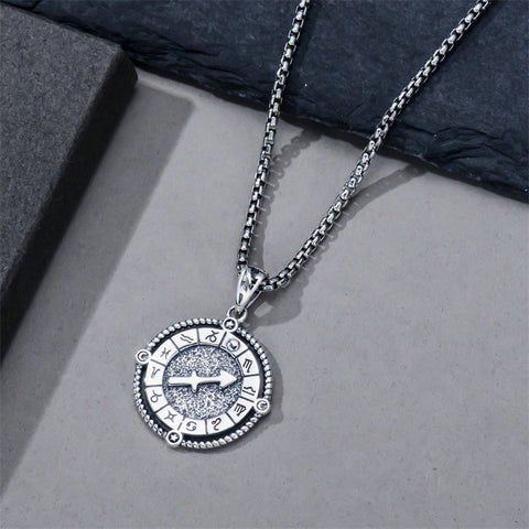 Sterling Silver Oxidation12 Zodiac Pendant Necklace
