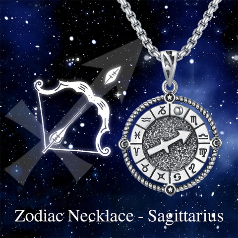 Sterling Silver Oxidation12 Zodiac Pendant Necklace