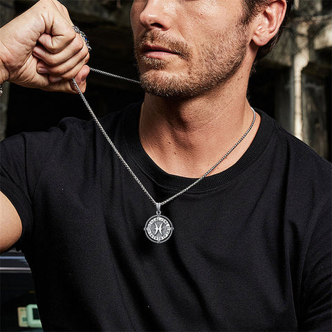 Sterling Silver Oxidation12 Zodiac Pendant Necklace