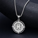 Sterling Silver Oxidation12 Zodiac Pendant Necklace