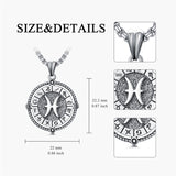 Sterling Silver Oxidation12 Zodiac Pendant Necklace