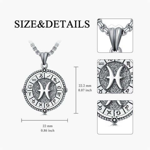 Sterling Silver Oxidation12 Zodiac Pendant Necklace