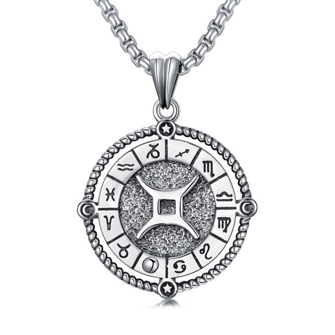 Sterling Silver Oxidation12 Zodiac Pendant Necklace