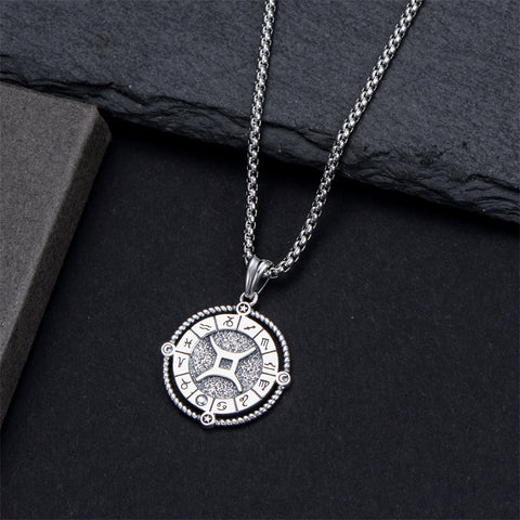 Sterling Silver Oxidation12 Zodiac Pendant Necklace