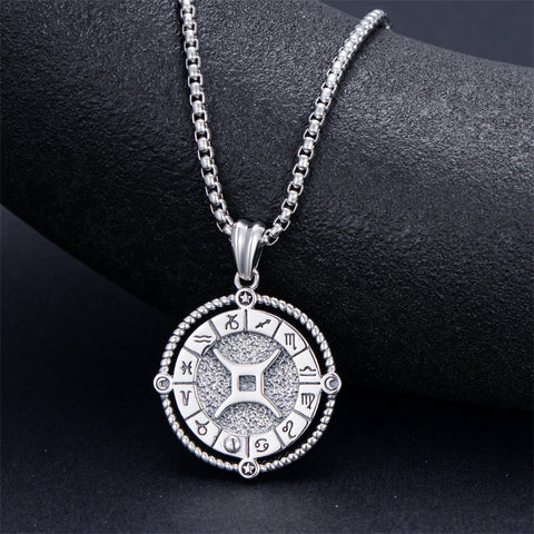 Sterling Silver Oxidation12 Zodiac Pendant Necklace